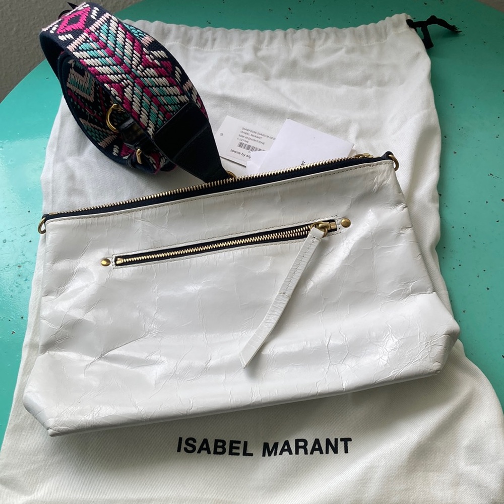 Isabel Marant Nessah Crossbody Bag White + Gold HW